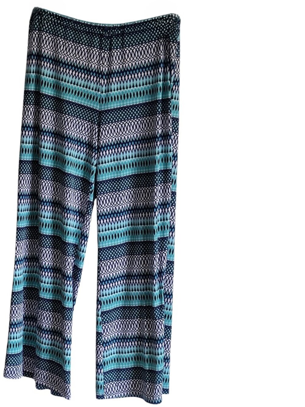 New Directions Palazzo Pants, Size XL, Turquoise, Navy Blue & White